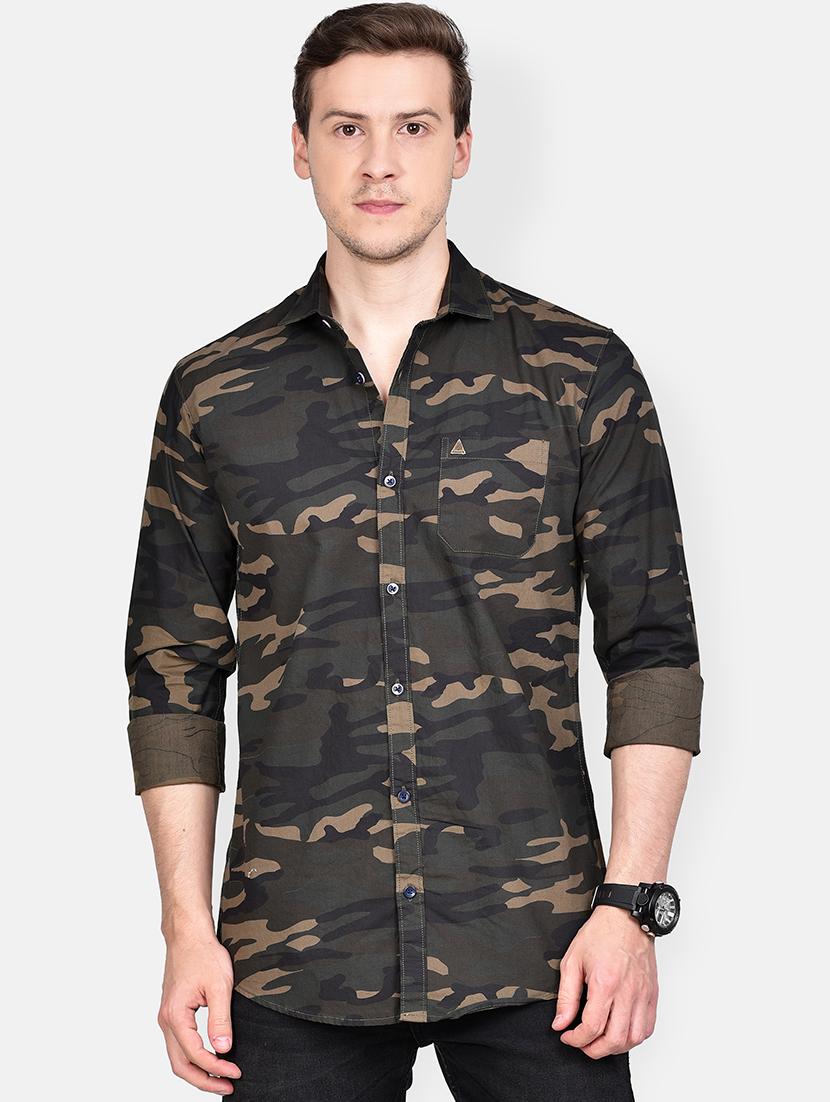 olive green camouflage casual shirt - 17744251 - Zoom Image - 0