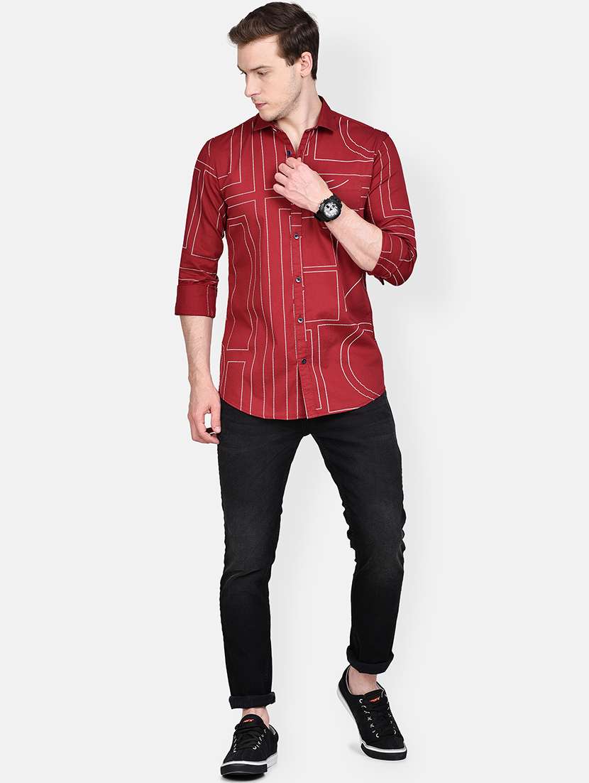 red printed casual shirt - 17744253 - Standard Image - 3