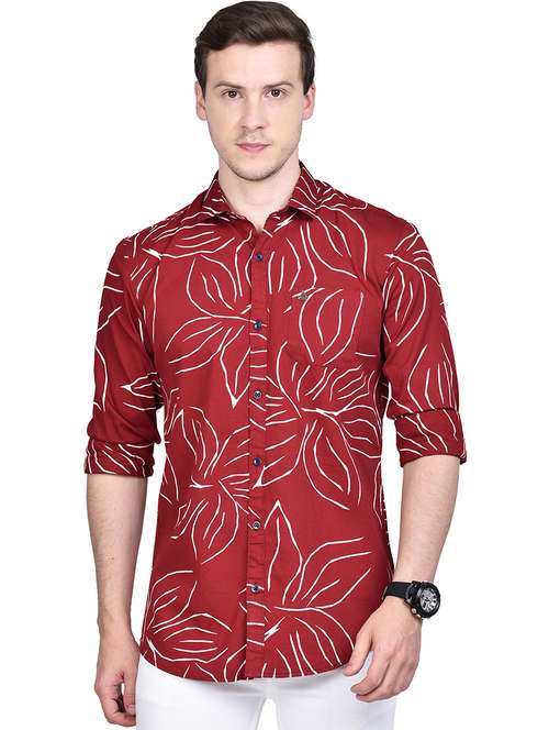 maroon printed casual shirt - 17744259 - Standard Image - 0