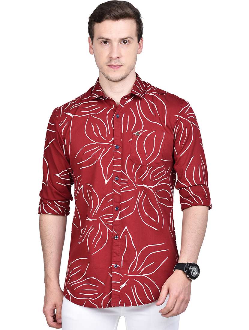maroon printed casual shirt - 17744259 - Zoom Image - 0
