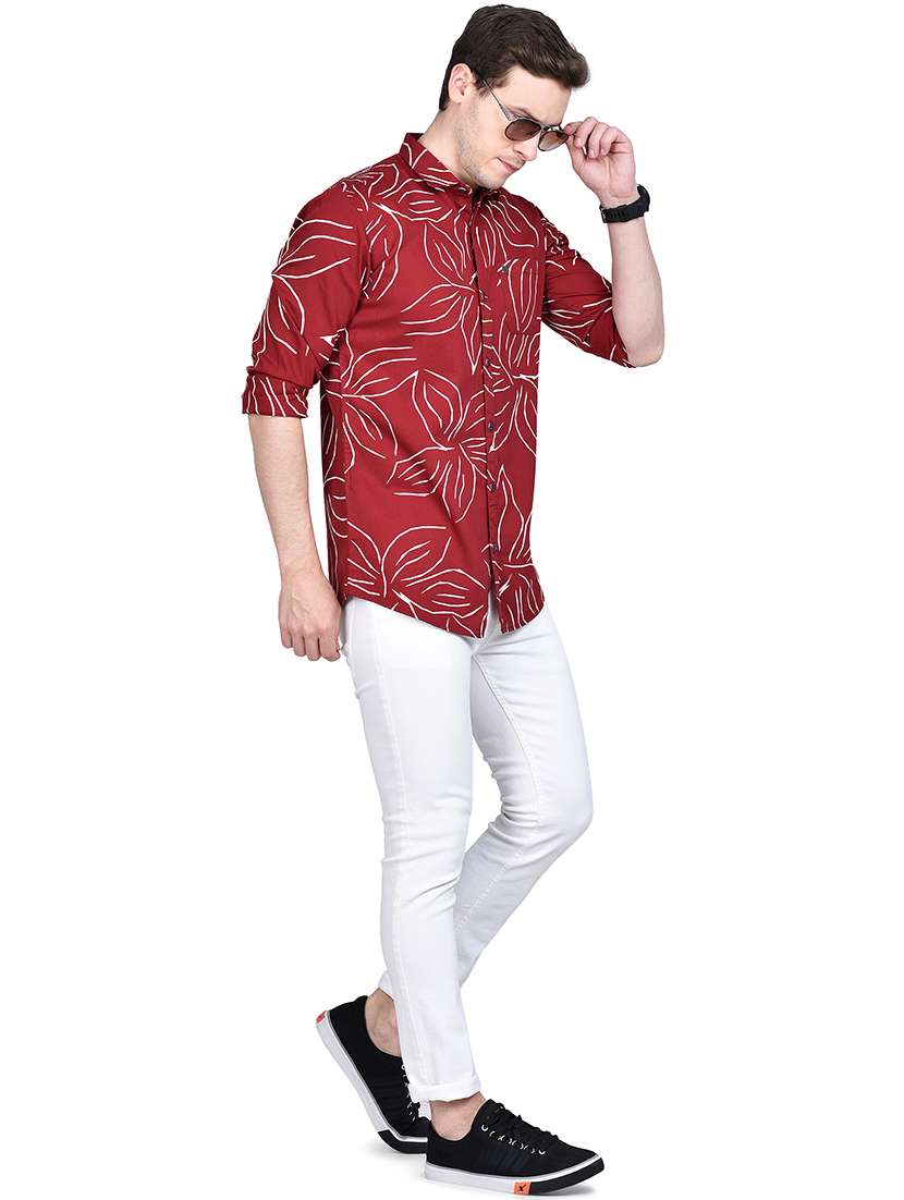 maroon printed casual shirt - 17744259 - Standard Image - 3