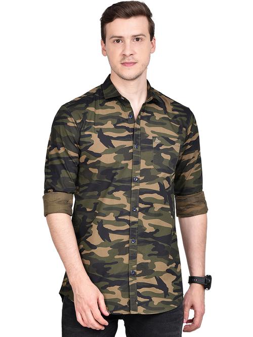 olive green camouflage casual shirt - 17744261 - Standard Image - 0