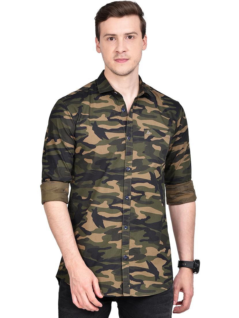 olive green camouflage casual shirt - 17744261 - Zoom Image - 0