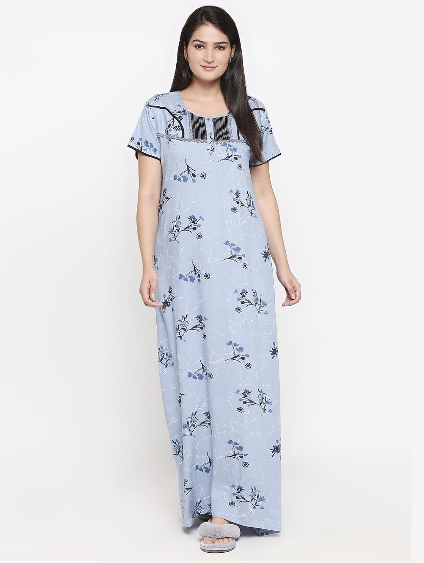 square neck printed nightwear gown  - 17744343 -  Zoom Image - 0