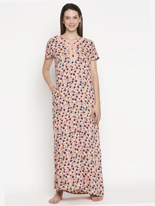 v-neck polka dot nightwear gown - 17744360 -  Standard Image - 0