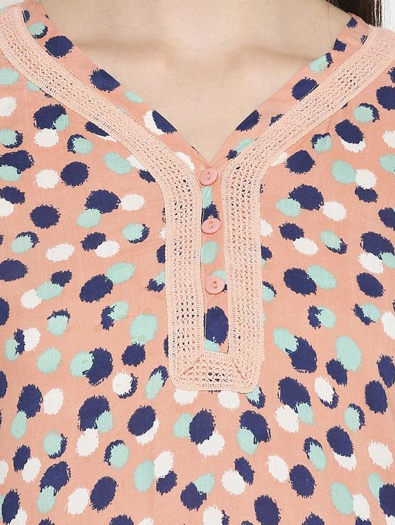 v-neck polka dot nightwear gown - 17744360 - Standard Image - 3