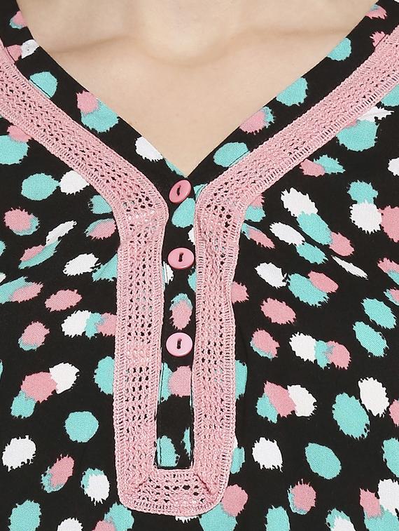 v-neck polka dot nightwear gown - 17744361 - Standard Image - 3