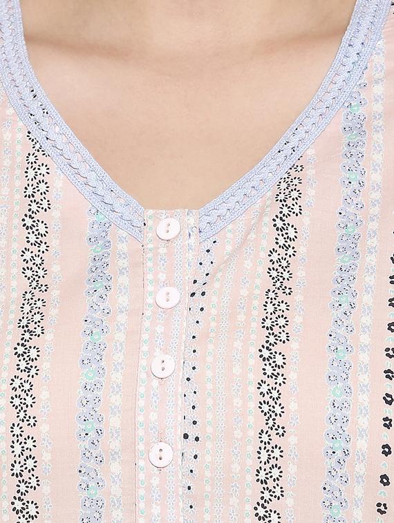 v-neck printed nightwear gown - 17744362 - Standard Image - 3