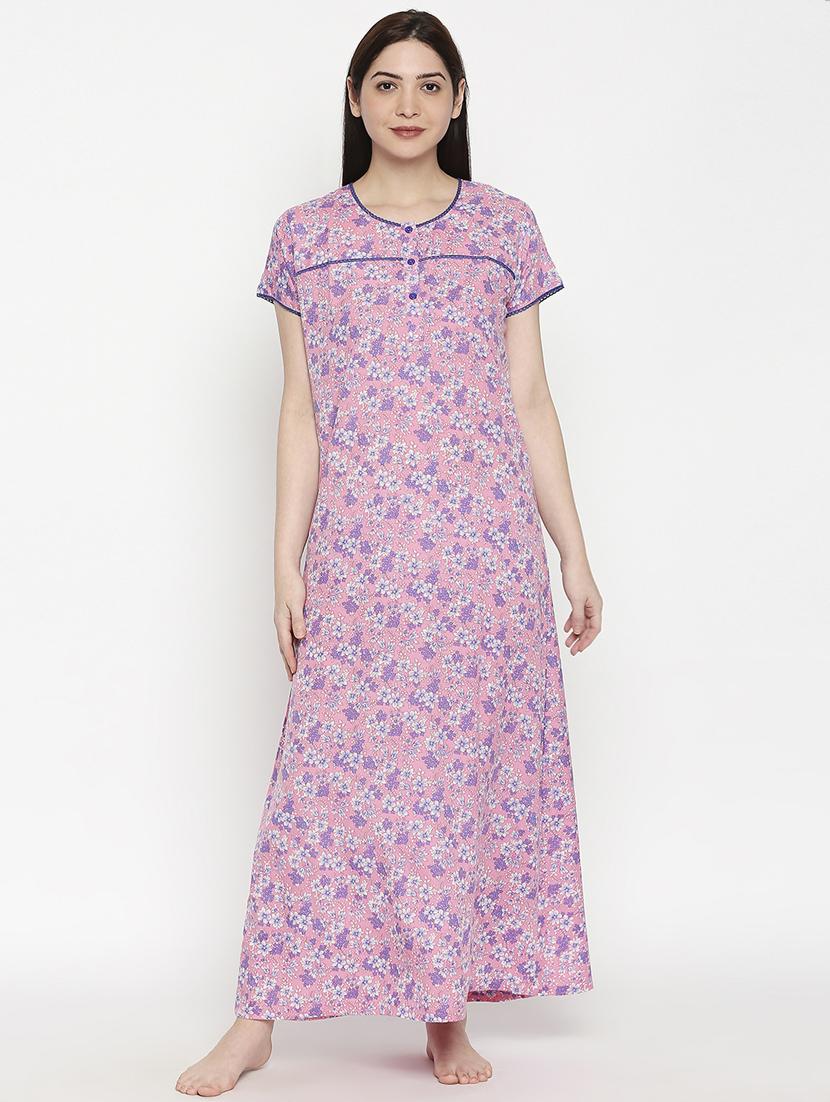 round neck floral nightwear gown - 17744371 -  Zoom Image - 0