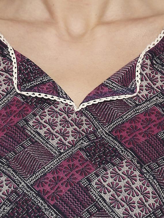 v-neck printed nightwear gown - 17744376 - Standard Image - 3