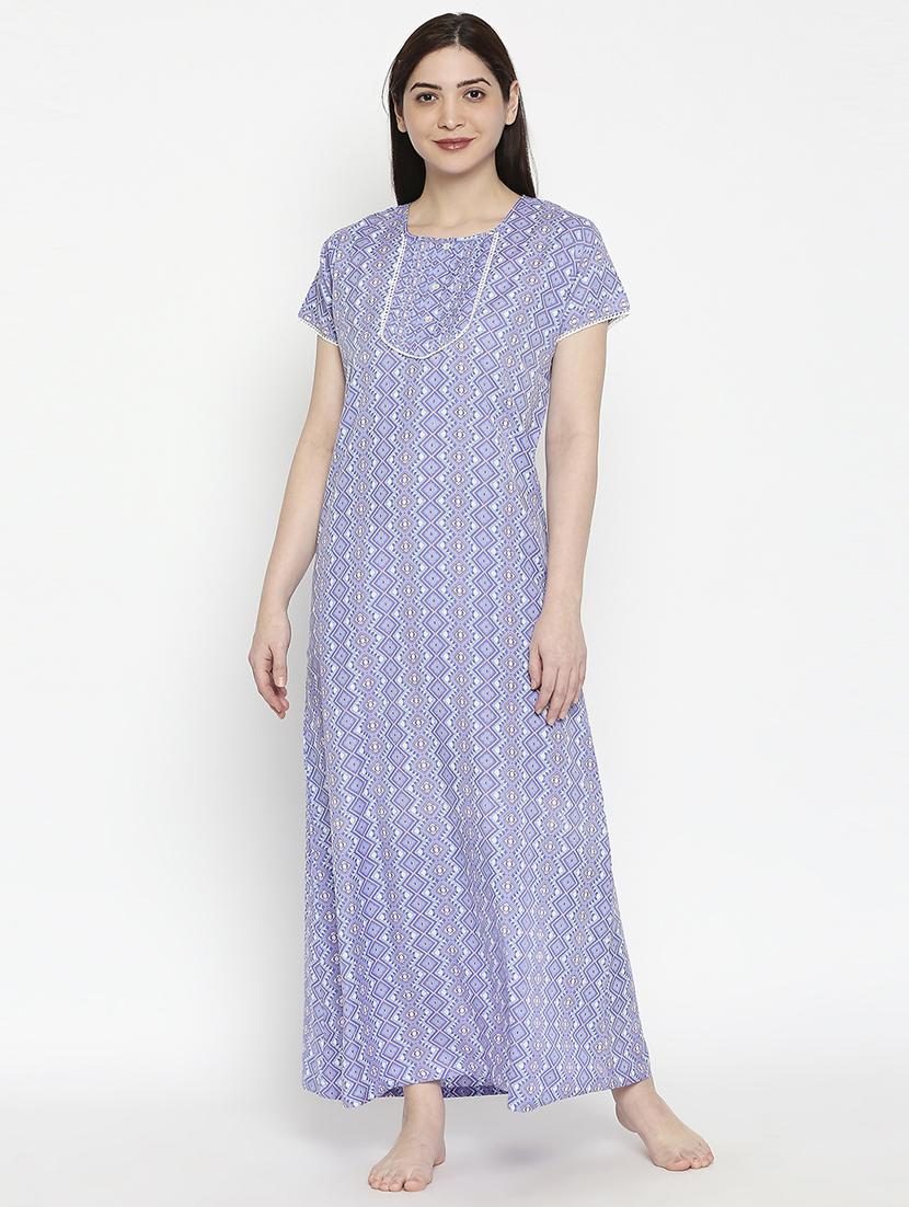 round neck printed nightwear gown - 17744378 - Zoom Image - 0