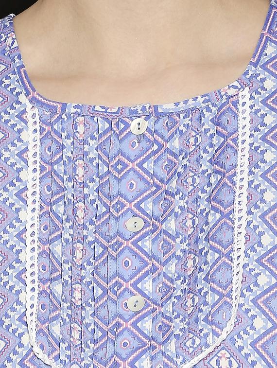 round neck printed nightwear gown - 17744378 - Standard Image - 3