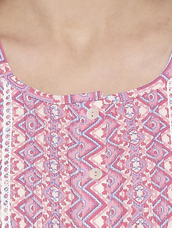 round neck printed nightwear gown - 17744379 - Standard Image - 3