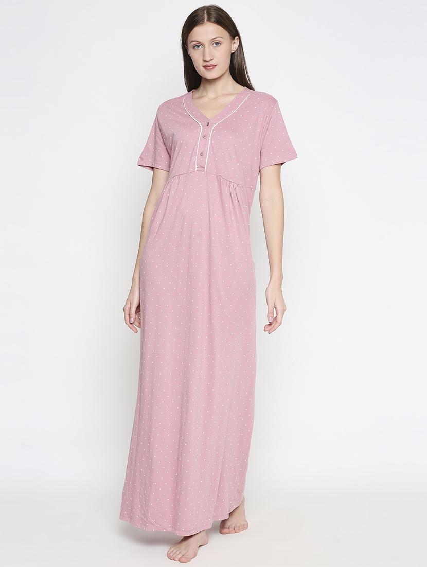 v-neck polka dot nightwear gown - 17744384 -  Zoom Image - 0
