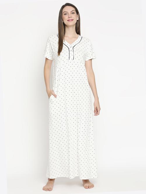 v-neck polka dot nightwear gown - 17744385 - Standard Image - 0