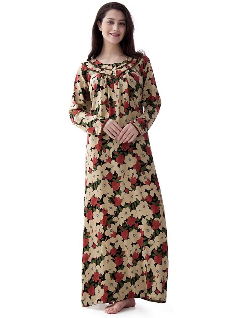 round neck floral nightwear gown - 17744387 - Zoom Image - 0