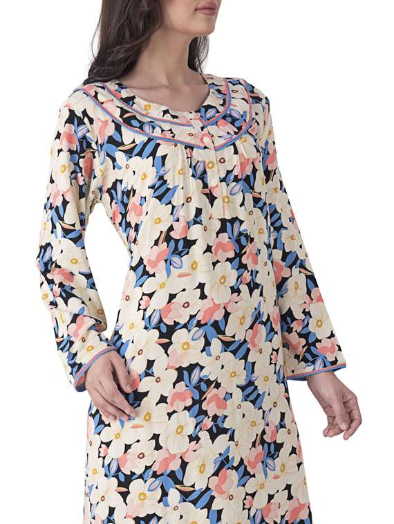round neck floral nightwear gown - 17744388 -  Standard Image - 3