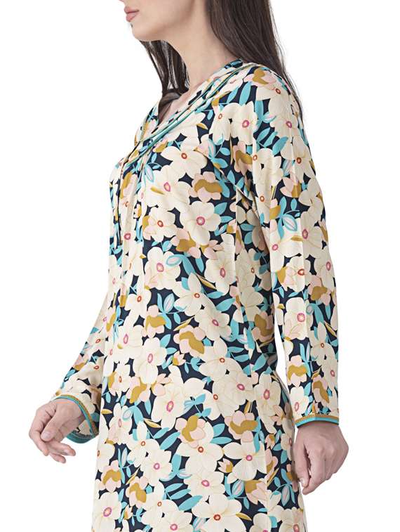 round neck floral nightwear gown - 17744389 -  Standard Image - 3