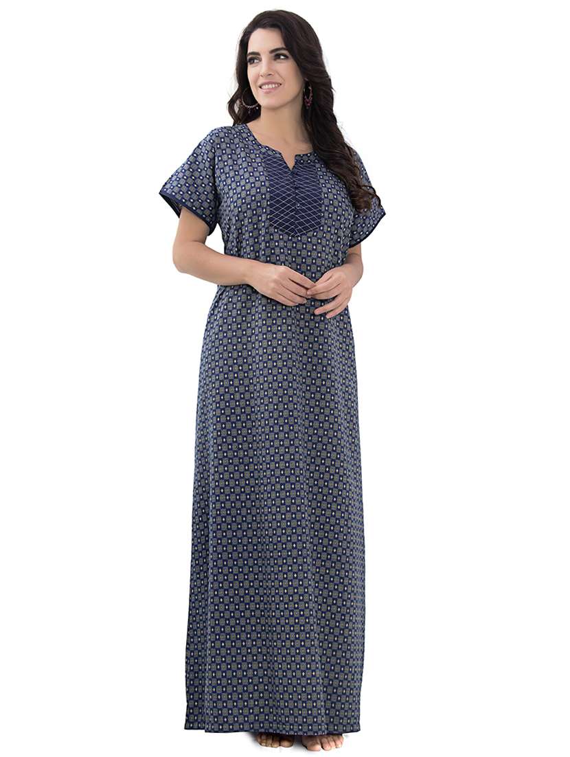 round neck printed nightwear gown - 17744392 - Zoom Image - 0