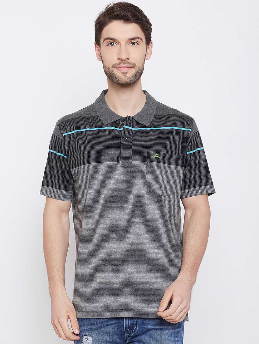 grey striped polo t-shirt - 17745646 - Zoom Image - 0
