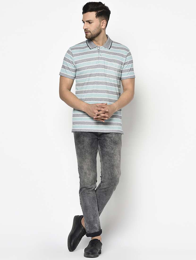 blue striped polo t-shirt - 17745659 -  Standard Image - 3