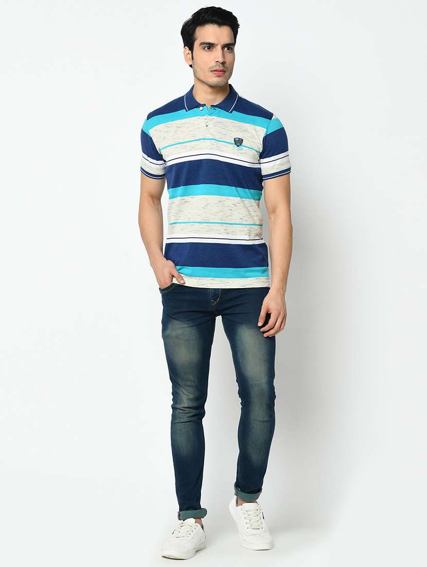 blue striped polo t-shirt - 17745663 - Standard Image - 3