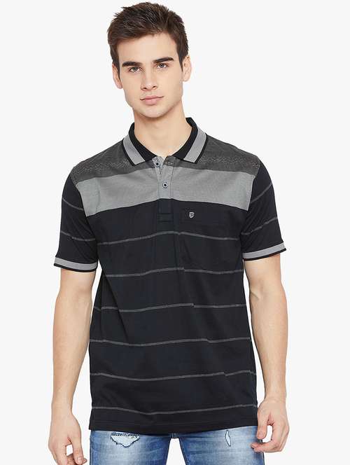 black striped polo t-shirt - 17745685 - Standard Image - 0