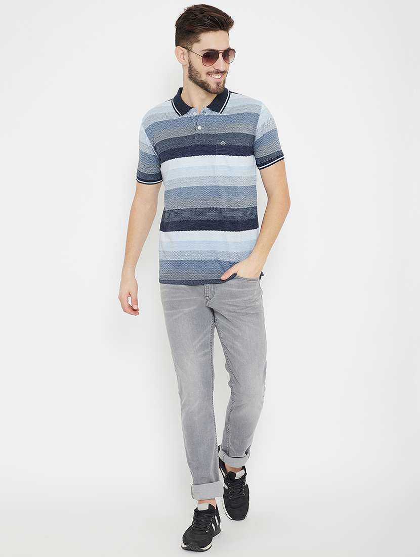blue striped polo t-shirt - 17745709 -  Standard Image - 3