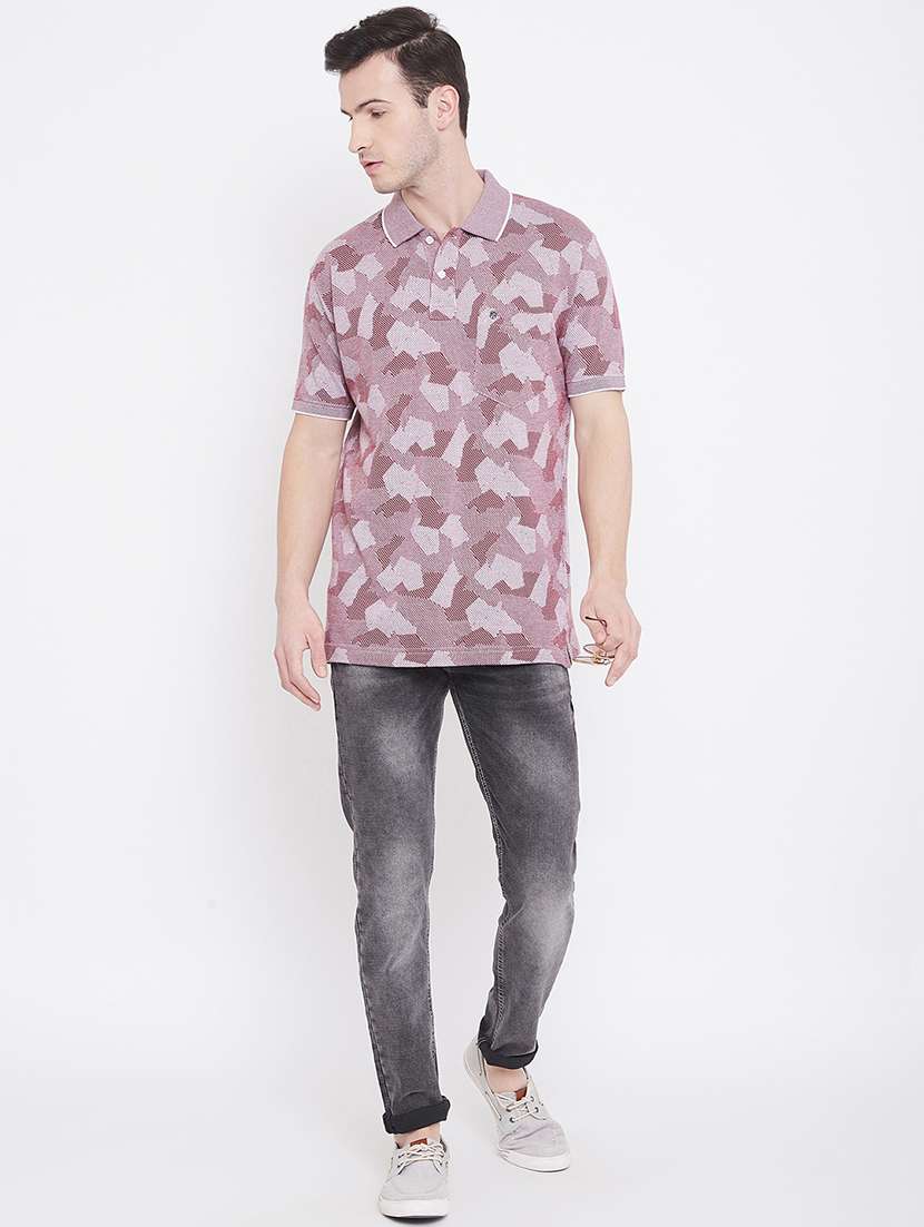 maroon self design polo t-shirt - 17745721 -  Standard Image - 3