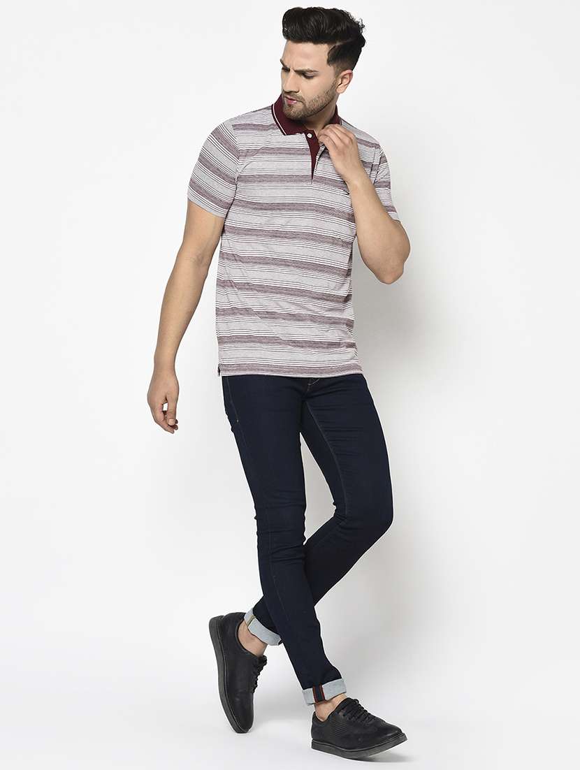 maroon striped polo t-shirt - 17745724 - Standard Image - 3