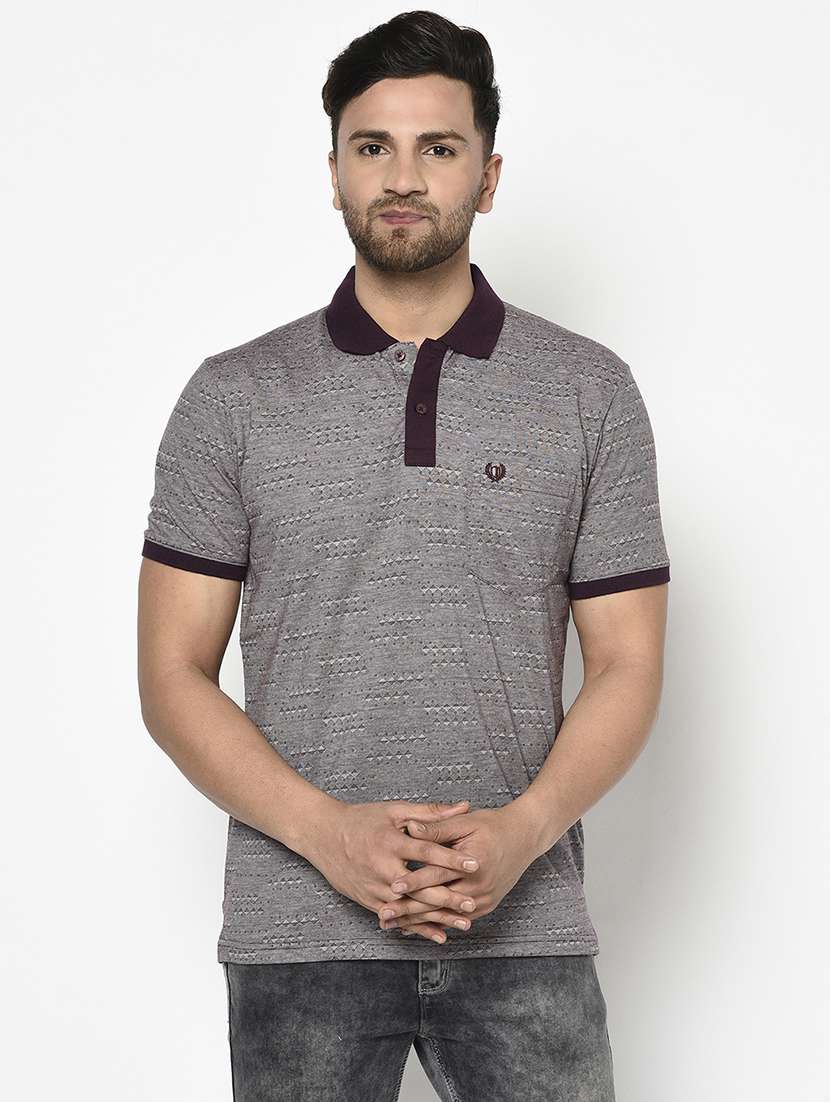 purple self design polo t-shirt - 17745737 - Zoom Image - 0