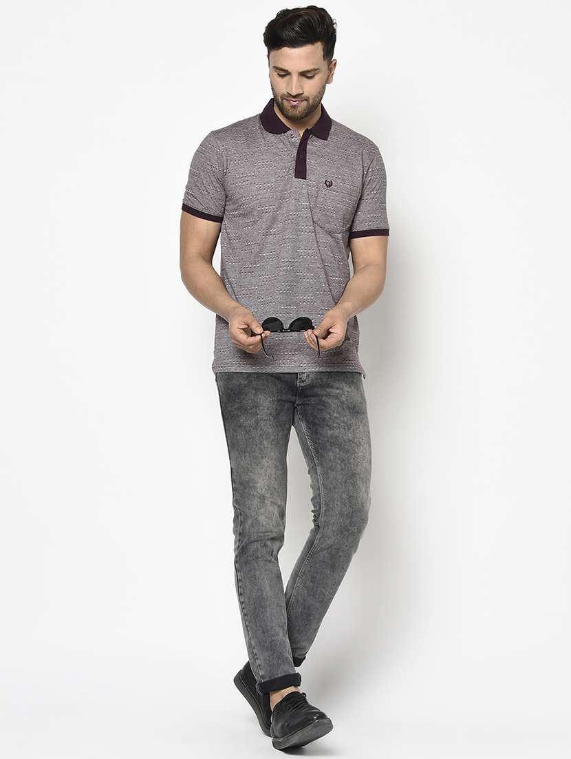 purple self design polo t-shirt - 17745737 - Standard Image - 3