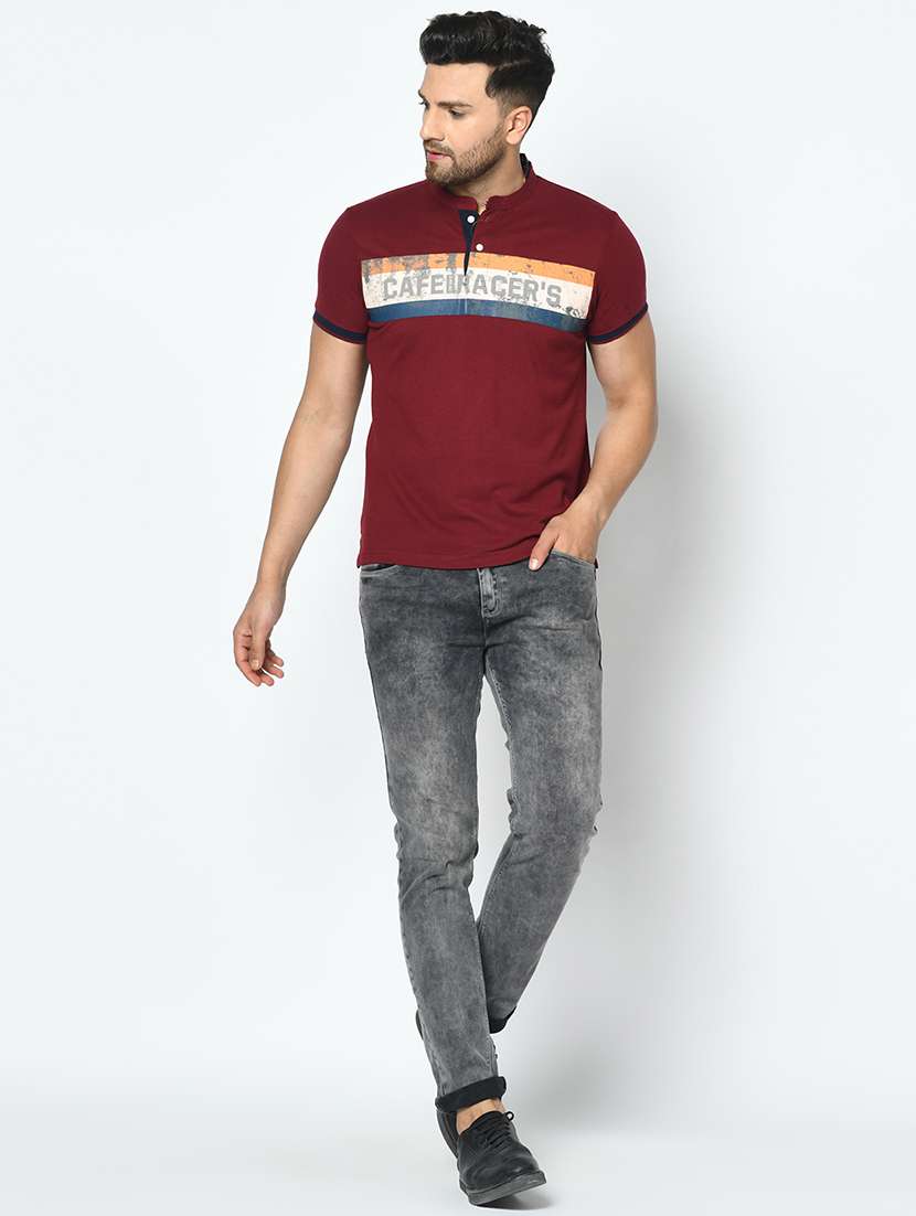 maroon printed t-shirt - 17745738 -  Standard Image - 3