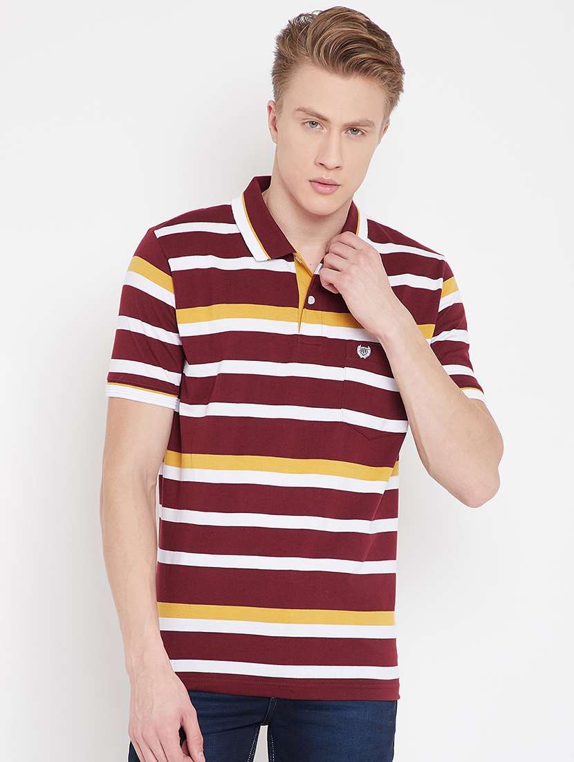 maroon striped polo t-shirt - 17745741 - Zoom Image - 0