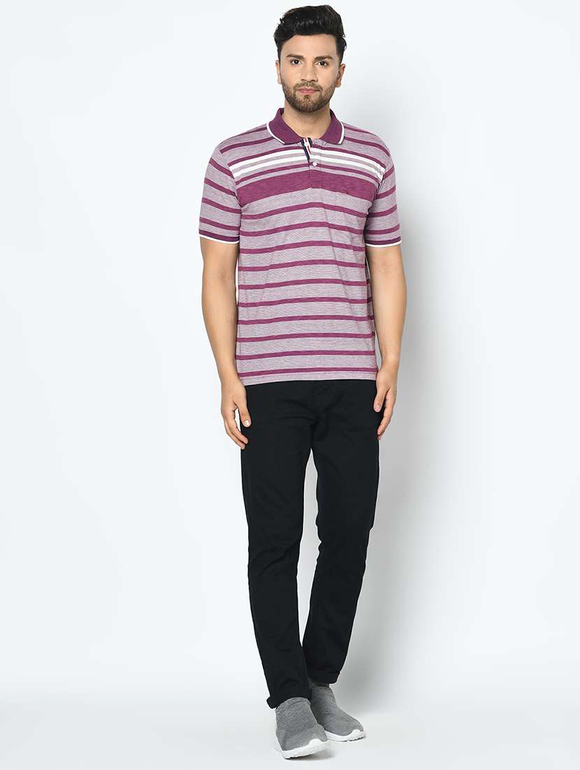 purple striped polo t-shirt - 17745752 - Standard Image - 3
