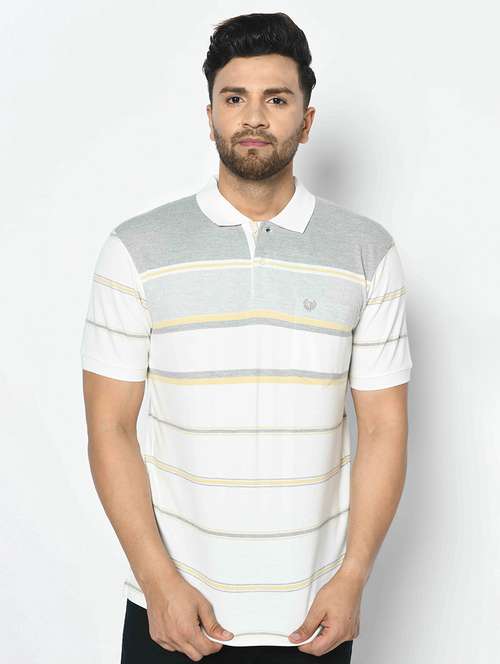 off white striped polo t-shirt - 17745758 - Standard Image - 0