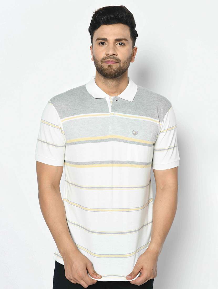 off white striped polo t-shirt - 17745758 - Zoom Image - 0