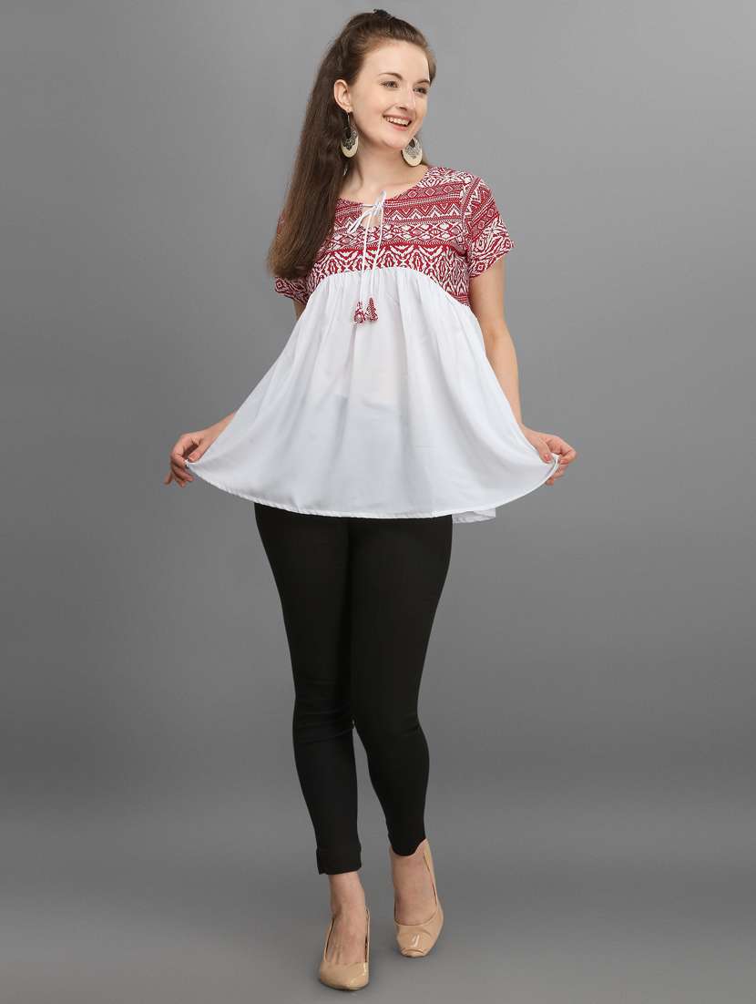 tie up neck printed top - 17748594 -  Standard Image - 3