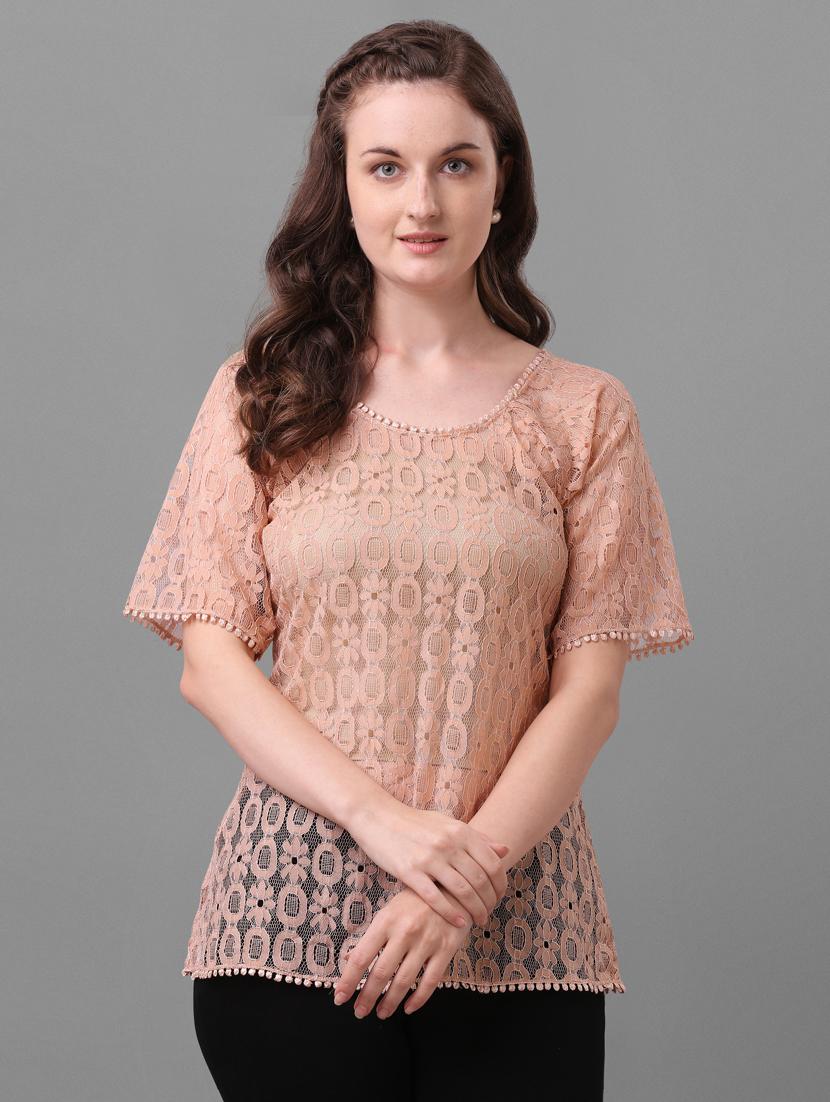round neck self design top - 17748602 - Zoom Image - 0