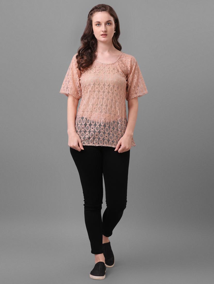 round neck self design top - 17748602 - Standard Image - 3
