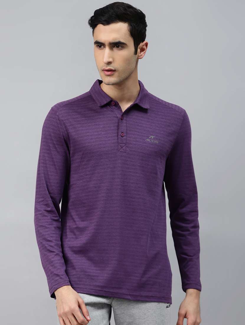 purple striped polo t-shirt