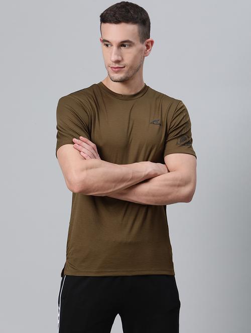 olive green self design t-shirt - 17749577 - Standard Image - 0