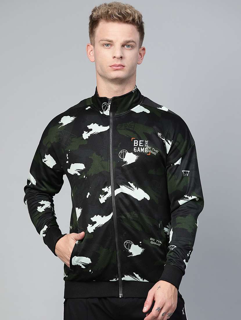 black camouflage printed casual jacket