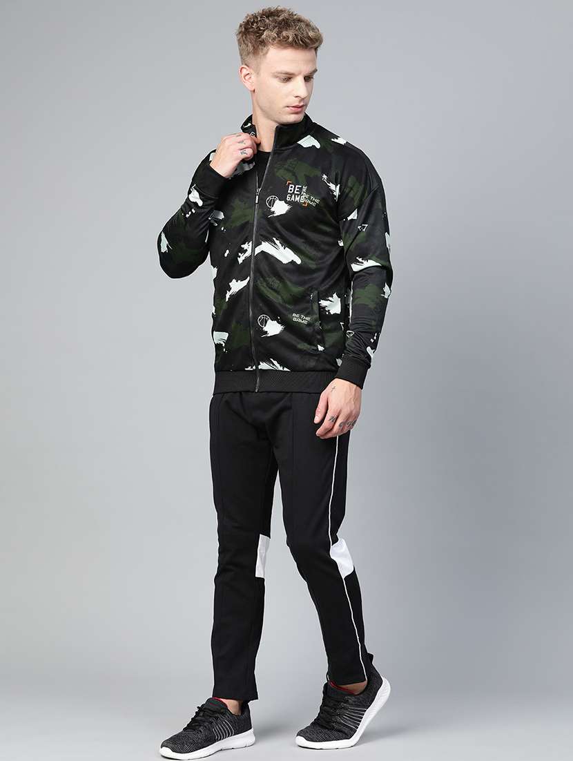 Black Camouflage Printed Casual Jacket - 17749689 -  Standard Image - 3