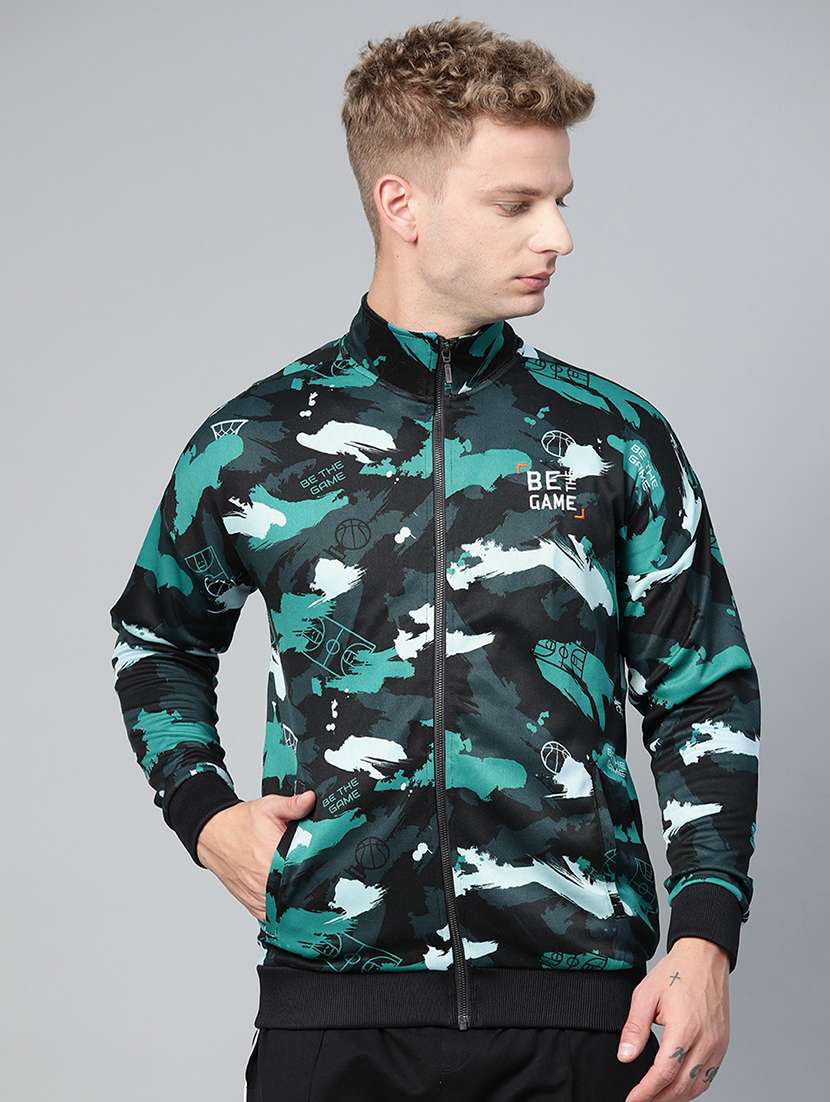 navy blue camouflage printed casual jacket - 17749690 -  Zoom Image - 0