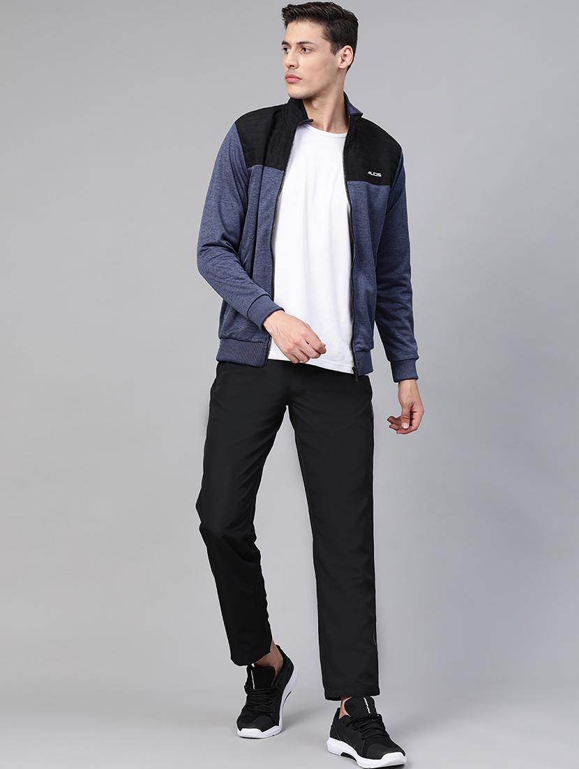navy blue printed cut & sew casual jacket - 17749696 - Standard Image - 3