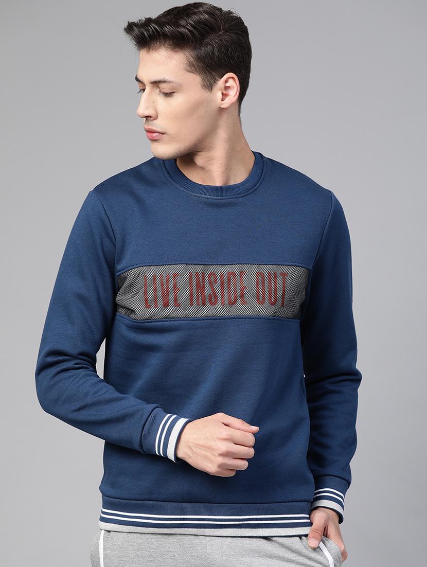 blue printed cut & sew sweatshirt