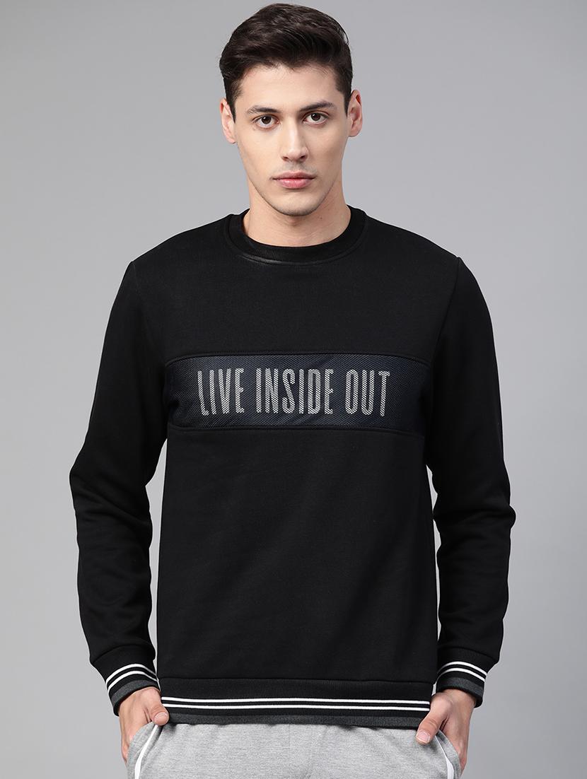 black printed cut & sew sweatshirt