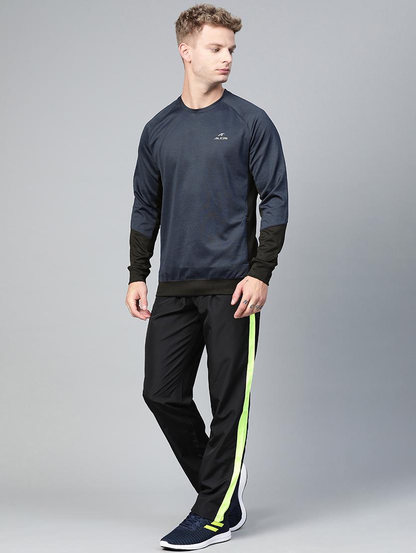 navy blue color block cut & sew sweatshirt - 17749724 - Standard Image - 3