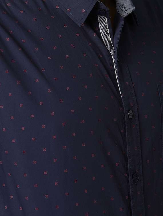 navy blue printed casual shirt - 17750282 -  Standard Image - 3
